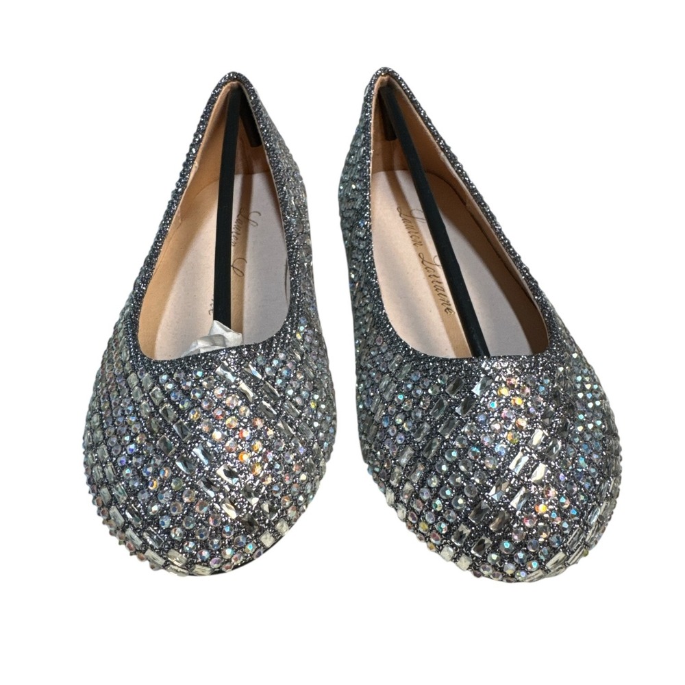 Lauren Lorraine Brenda-K Flats‎ Pewter Crystal Rhinestone Girls Kids Size 11.5